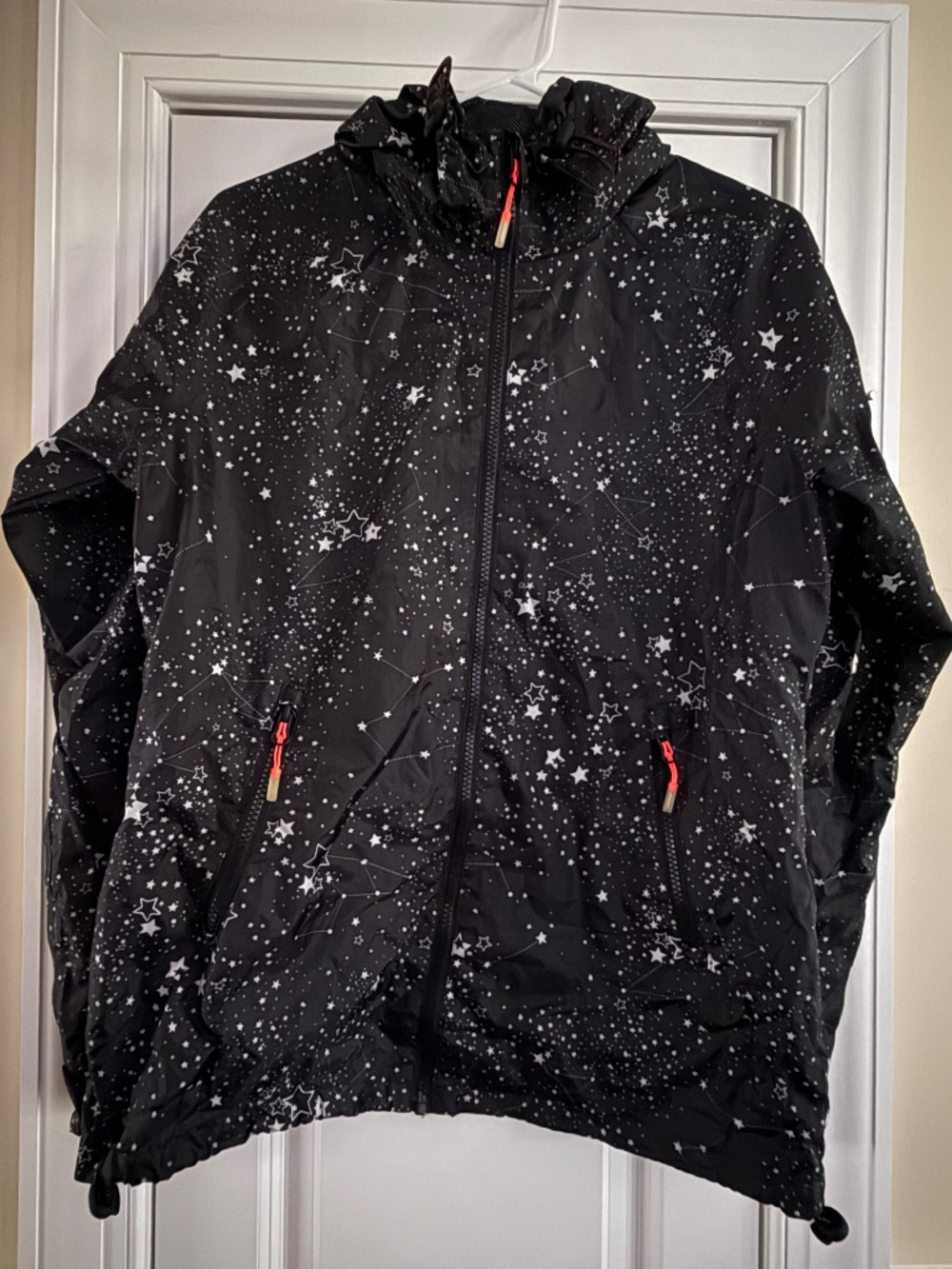 Superdry Women's Rain Jacket black with constellation print in size Medium